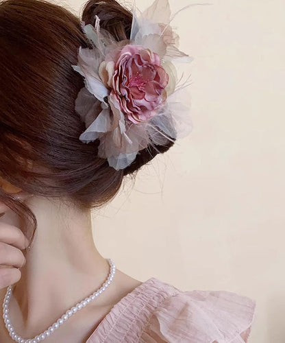 Style Fabric Floral Hairpin Acrylic Pink