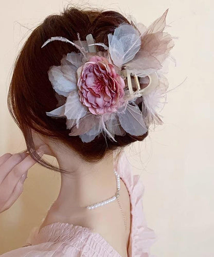 Style Fabric Floral Hairpin Acrylic Pink