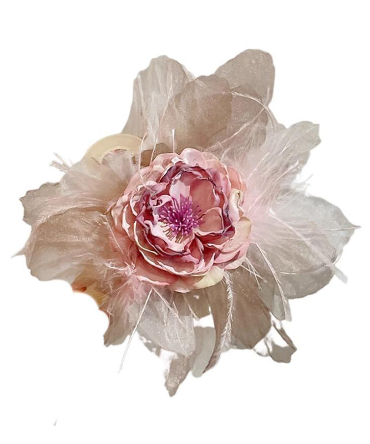 Style Fabric Floral Hairpin Acrylic Pink