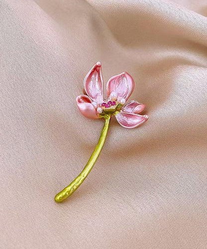 Style Pink Copper Alloy Lotus Hairpin TS019