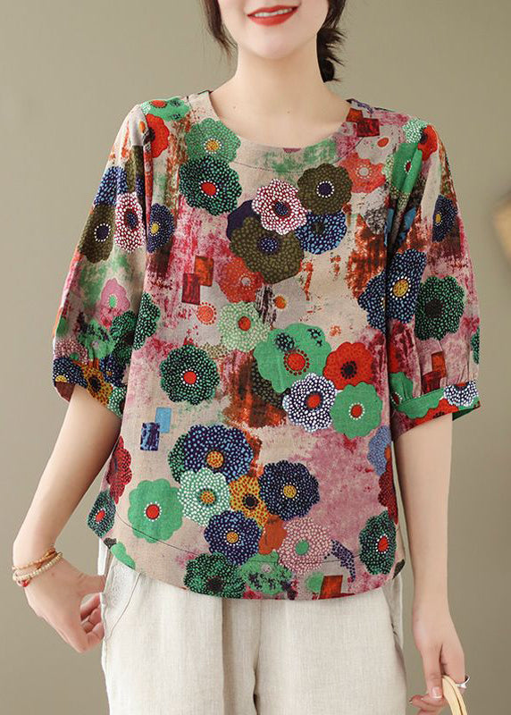 O-Neck Tops Print Red Style Summer