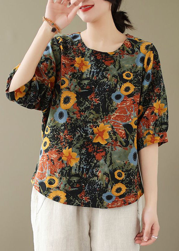 O-Neck Tops Print Red Style Summer