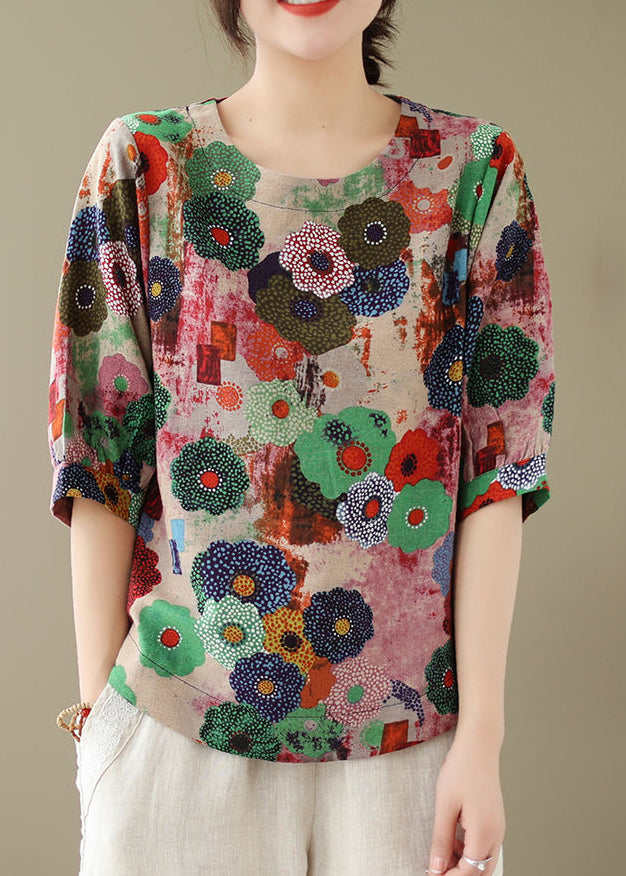 O-Neck Tops Print Red Style Summer