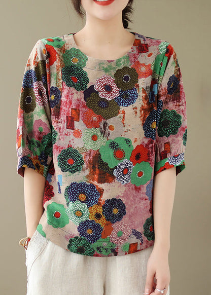 O-Neck Tops Print Red Style Summer