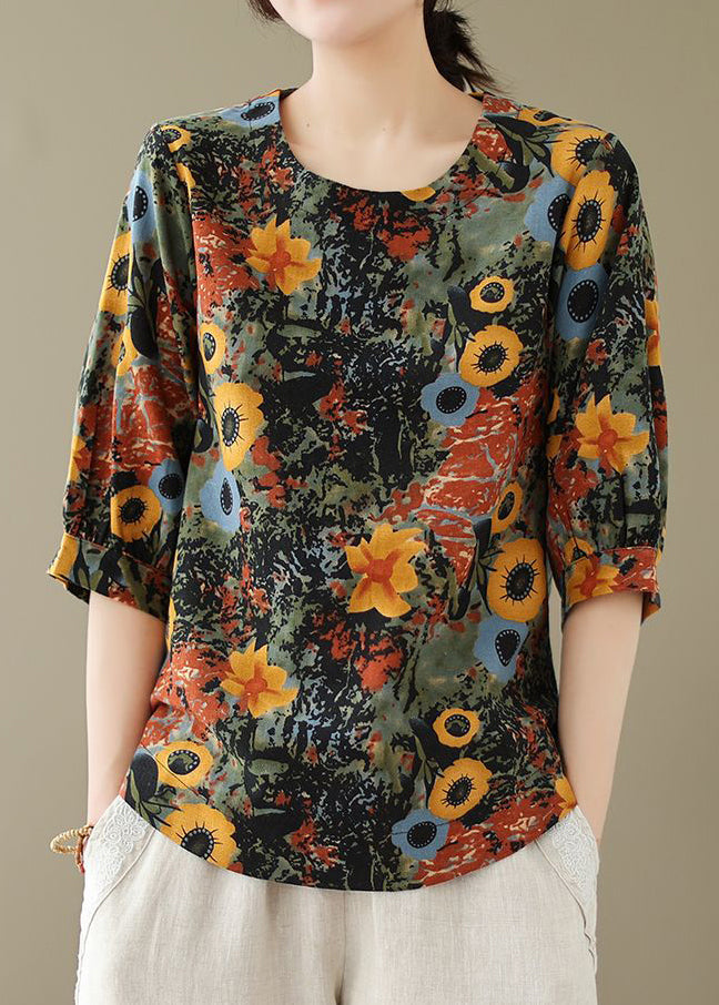 O-Neck Tops Print Red Style Summer