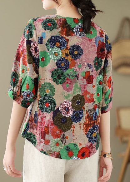 O-Neck Tops Print Red Style Summer