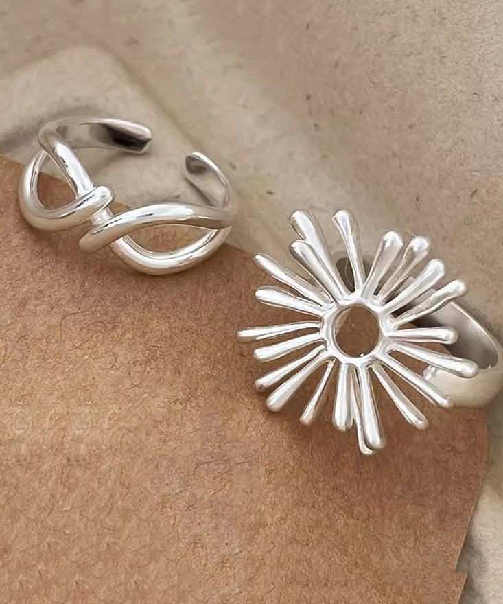 Out Asymmetrical Silk Rings Hollow Alloy Style Fireworks