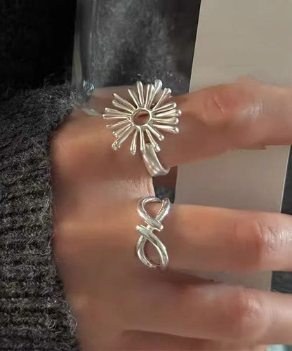 Out Asymmetrical Silk Rings Hollow Alloy Style Fireworks