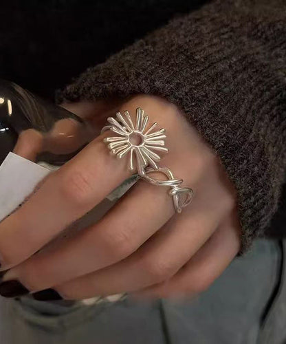 Out Asymmetrical Silk Rings Hollow Alloy Style Fireworks