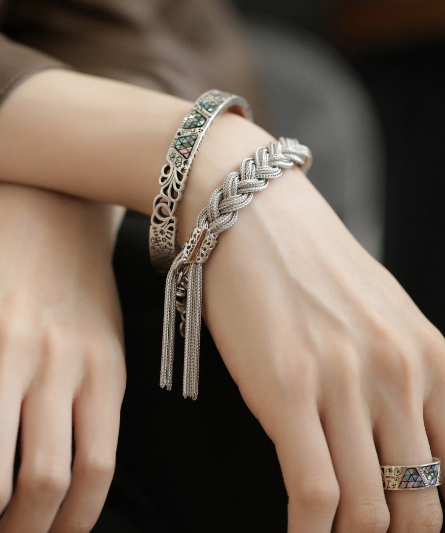 Style Silk Sterling Silver Woven Tassel Charm Bracelet TX049