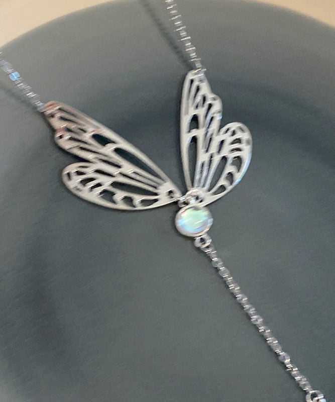 Style Lariat Out Tassek Butterfly Stainless Wing Steel Hollow