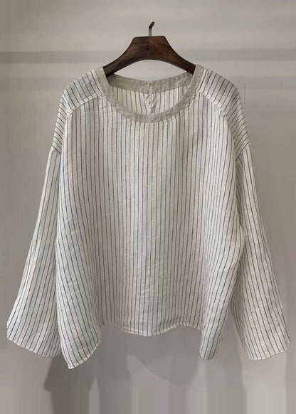 Cotton Blouse Tops Style Oversized Dot Fall White