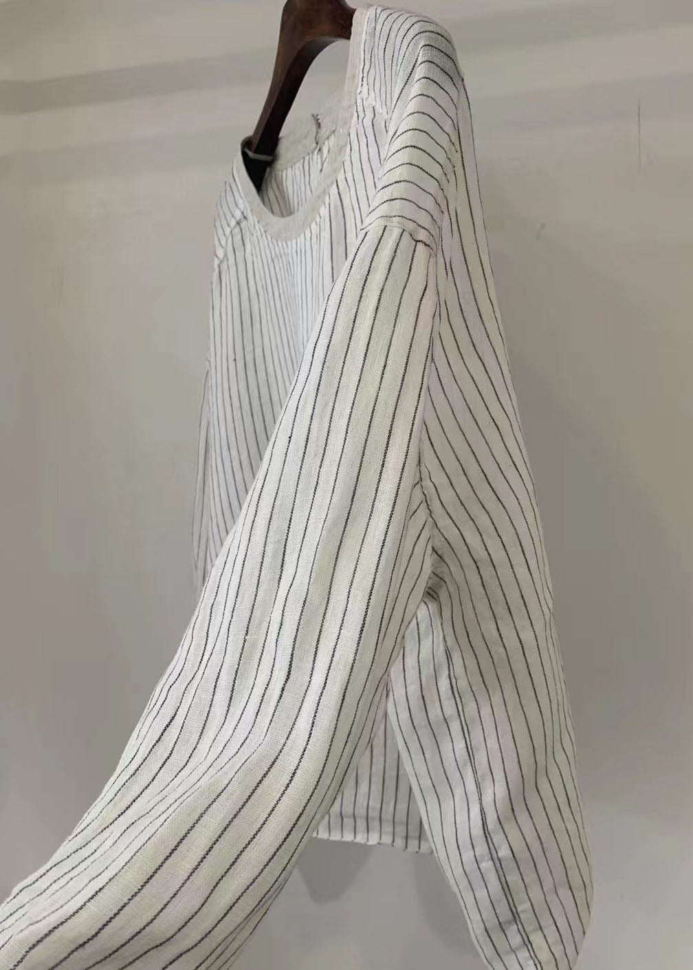 Cotton Blouse Tops Style Oversized Dot Fall White