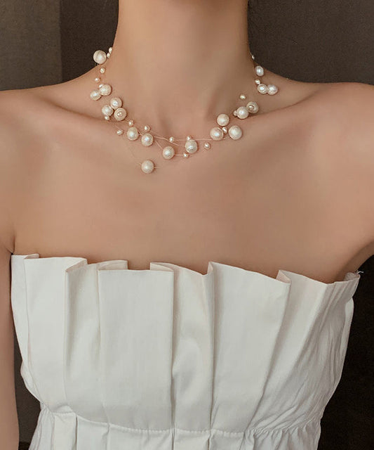 Style White Stainless Steel Pearl Princess Necklace YA002