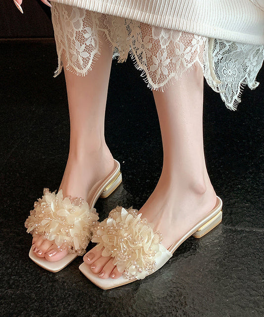 Slide Peep Sandals Toe Stylish Apricot Floral