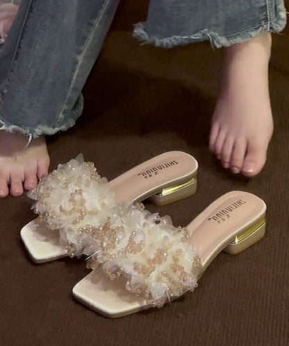 Slide Peep Sandals Toe Stylish Apricot Floral