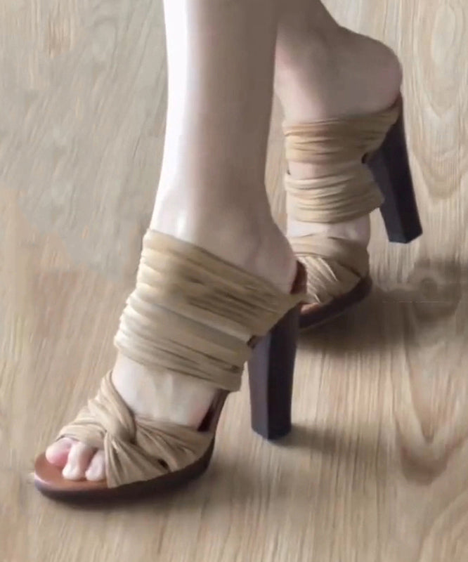 Heels Peep Sandals Stylish High Slide Apricot Toe