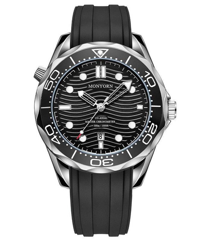 Metal Silicone Stylish Quartz Movement Men Black Watches