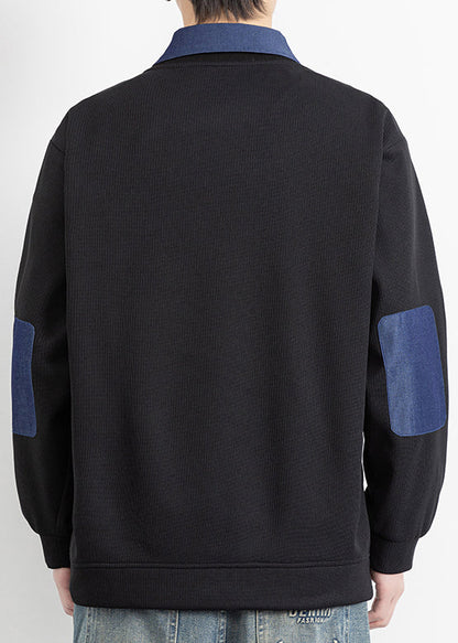 Pieces False Cotton Stylish Peter Patchwork Black Pan Collar Two