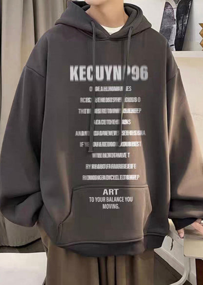 Stylish Black Print Pockets Oversized Cotton Men Sweatshirt Spring YQ022