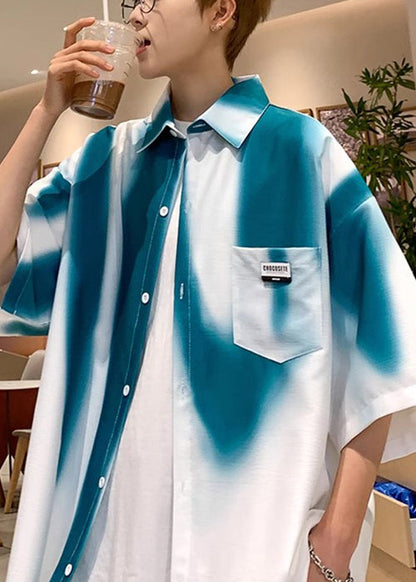 Tie Cotton Green Men Pockets Blackish Dye Shirts Stylish Half