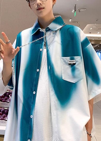 Tie Cotton Green Men Pockets Blackish Dye Shirts Stylish Half