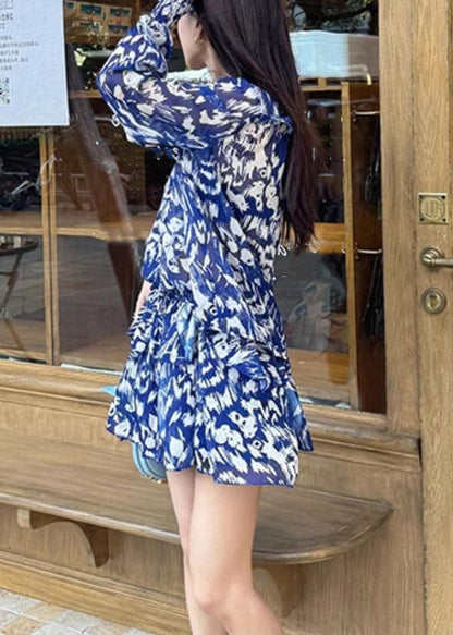Cotton Two Stylish Blue Summer Print Pieces And Set Shirts Skirts