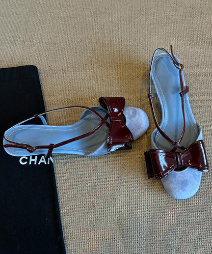 Splicing Cross Bow Sandals Stylish Strap Blue Suede