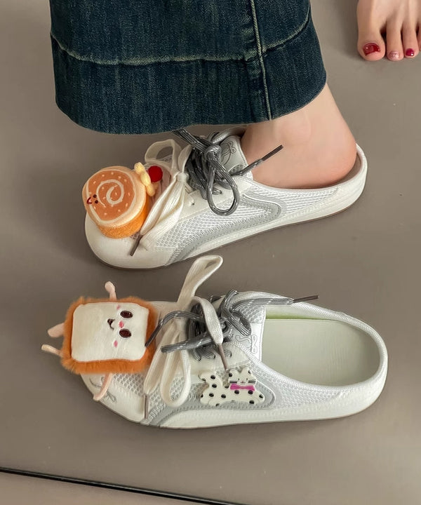 Sandals Breathable Lace Red Slide Stylish Mesh Up Cute