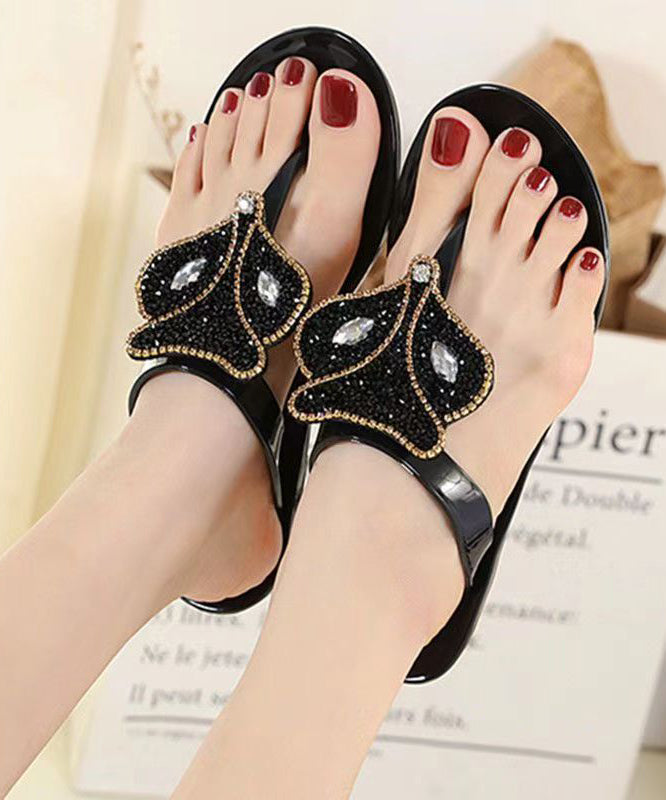 Stylish Flat Bottomed Transparent Crystal Flip Flops AP1047