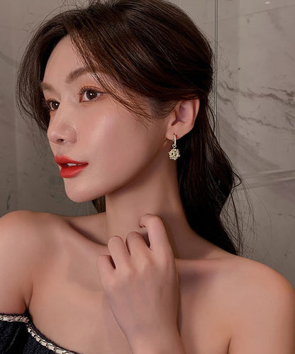 Zircon Copper Pearl Crystal Stylish Earrings Gold Alloy Drop