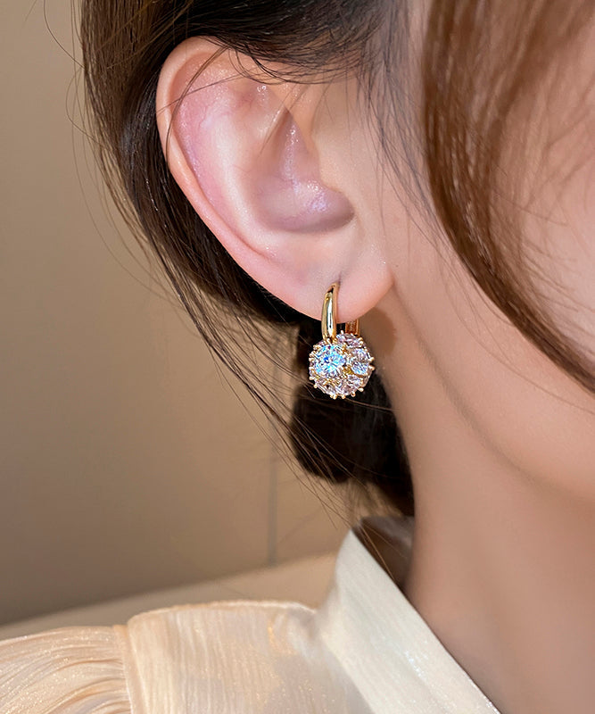 Stylish Gold Copper Alloy Zircon Spherical Hoop Earrings TX038