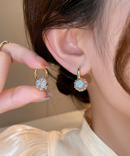 Stylish Gold Copper Alloy Zircon Spherical Hoop Earrings TX038
