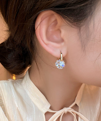 Stylish Gold Copper Alloy Zircon Spherical Hoop Earrings TX038