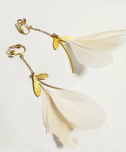 Drop Copper Earrings Gold Stylish Overgild Feather