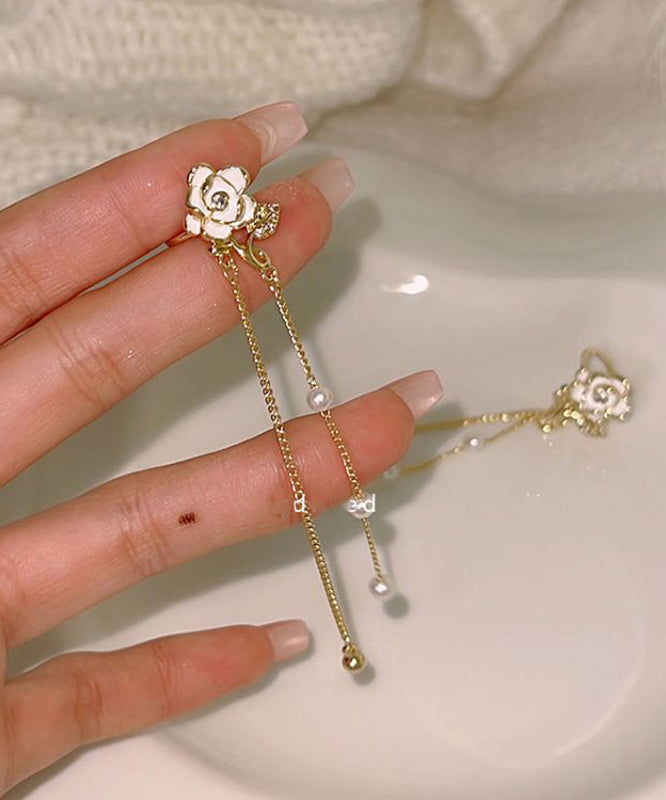 Overgild Tassel Gold Pearl Copper Floral Drop Chain Stylish