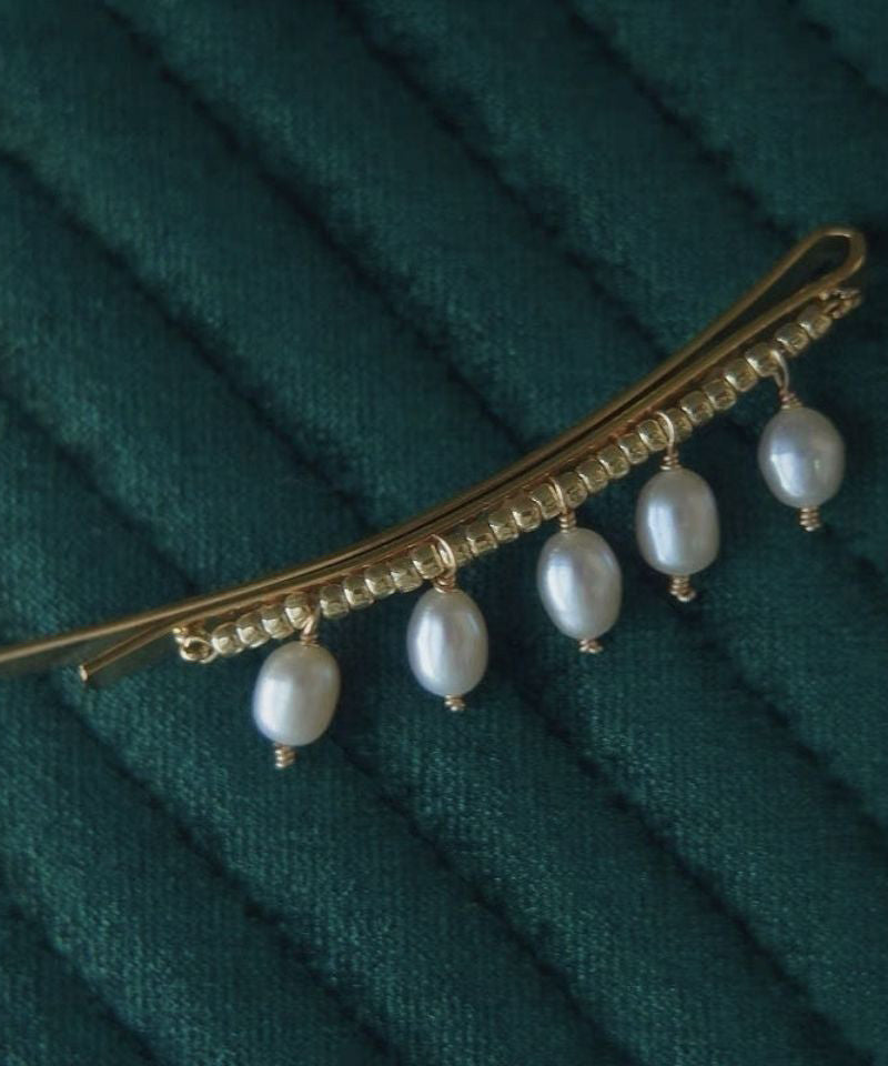 Stylish Gold Pearl Drop Copper Water Overgild Hairpin Tassel