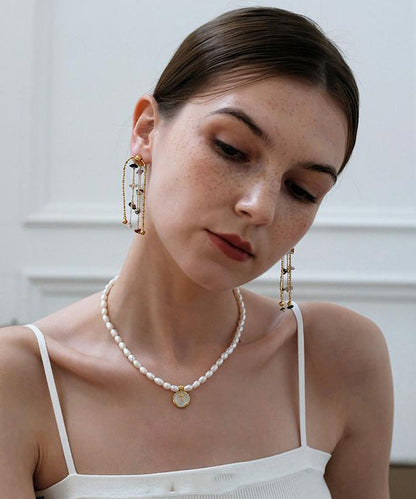 Rainbow Earrings Copper Stone Stylish Tassel Gold Drop