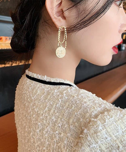 Asymmetrica Srerling Alloy Pearl Silver Hoop Stylish Gold