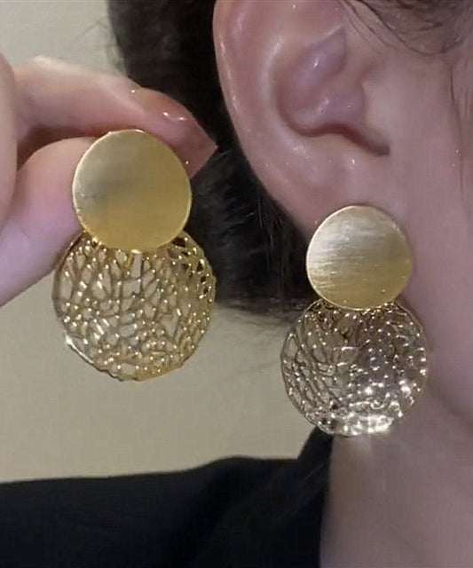 Stylish Sterling Overgild Out Sequined Drop Gold Silver Hollow