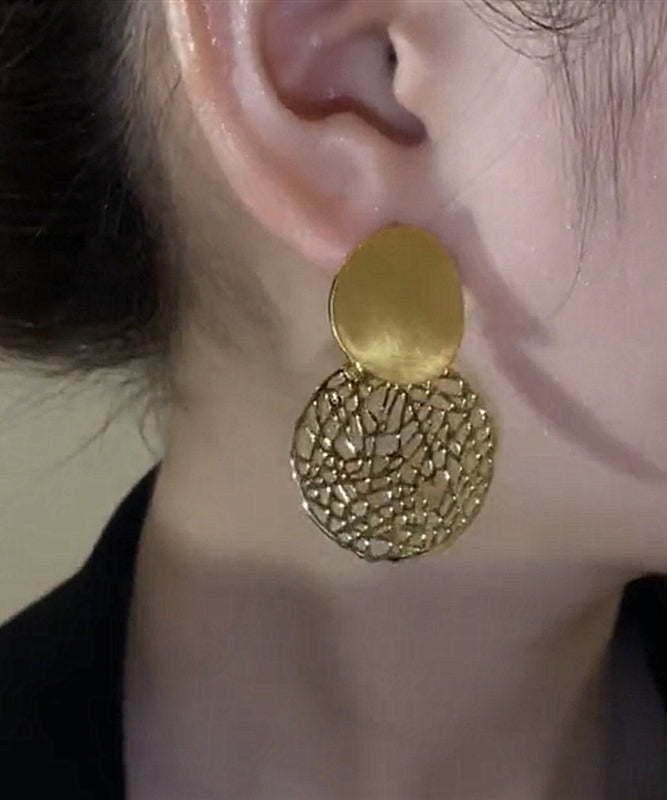 Stylish Sterling Overgild Out Sequined Drop Gold Silver Hollow