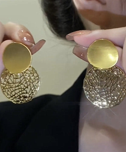 Stylish Sterling Overgild Out Sequined Drop Gold Silver Hollow