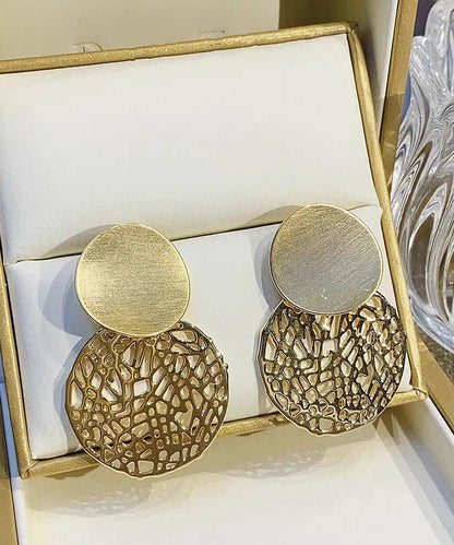 Stylish Sterling Overgild Out Sequined Drop Gold Silver Hollow