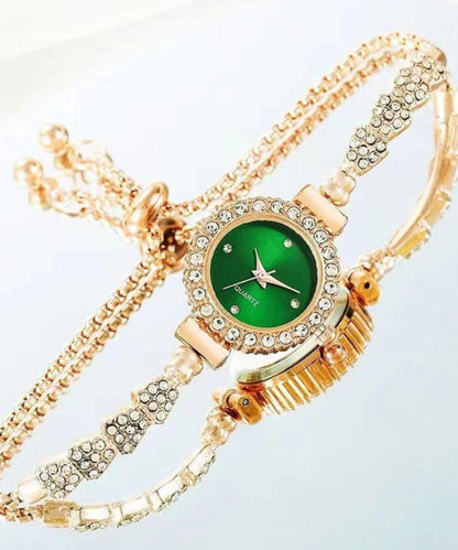 Stylish Green Alloy Zircon Watches Quartz Movement
