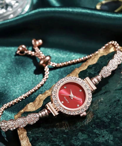 Stylish Green Alloy Zircon Watches Quartz Movement