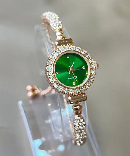 Stylish Green Alloy Zircon Watches Quartz Movement