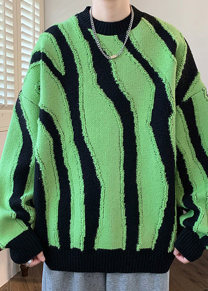 Stylish Green O Neck Original Design Knit Men Sweaters Winter RC023