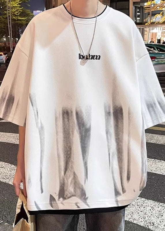 Shirts Mens Green Patchwork Tie Cotton Half Sleeve Stylish T Dye