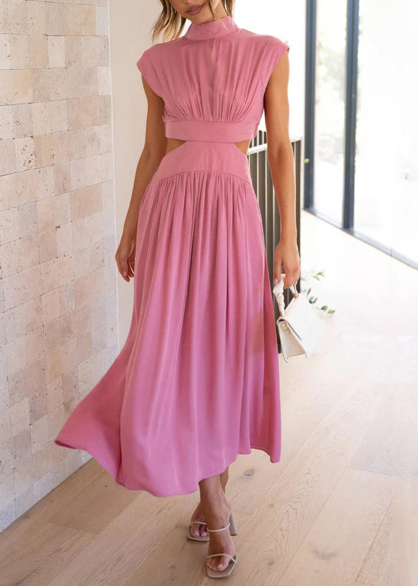 Green Cotton Stylish Long Dresses Summer Pockets Wrinkled