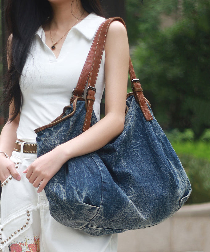 Stylish Large Capacity Blue Denim Satchel Bag Handbag MM059